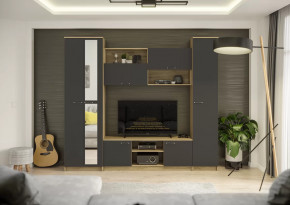 Гостиная Герда Дуб крафт серый/Антрацит в Надыме - nadym.mebel-tymen.ru | фото