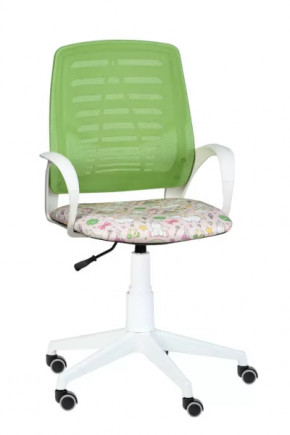 Кресло Ирис WHITE, сетка W (салатовая)/ткань Т54 (единорог) (подлокот.084) белая крестовина в Надыме - nadym.mebel-tymen.ru | фото