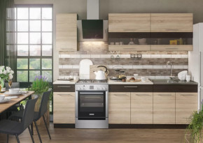 Кухонный гарнитур Маша 2,0 м венге/дуб сонома в Надыме - nadym.mebel-tymen.ru | фото