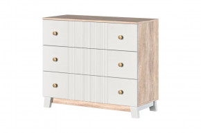 Ланзетти Комод 3 ящика Дуб Торонто/Жемчуг в Надыме - nadym.mebel-tymen.ru | фото