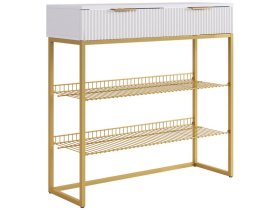 Обувница Классная 1 белое дерево/белый матовый/золото в Надыме - nadym.mebel-tymen.ru | фото