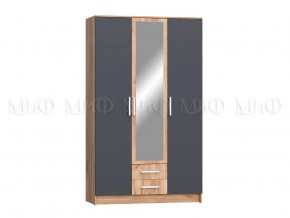 Шкаф для одежды 3-дверный Мартина ЛДСП Графит, Дуб крафт в Надыме - nadym.mebel-tymen.ru | фото