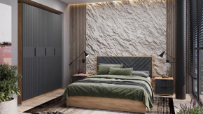 Спальный гарнитур «Хилтон» №2 Дуб Крафт золотой, Графит матовый в Надыме - nadym.mebel-tymen.ru | фото