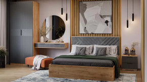 Спальный гарнитур «Хилтон» №3 Дуб Крафт золотой, Графит матовый в Надыме - nadym.mebel-tymen.ru | фото