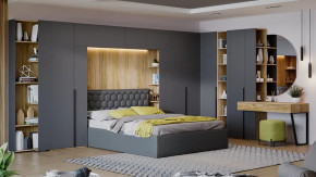 Спальный гарнитур «Порто» №3 Яблоня Беллуно, Графит софт, Велюр Confetti Stone в Надыме - nadym.mebel-tymen.ru | фото