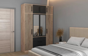 Спальный гарнитур Вегас (ЛДСП Дуб золотой / ЛДСП Черный) в Надыме - nadym.mebel-tymen.ru | фото