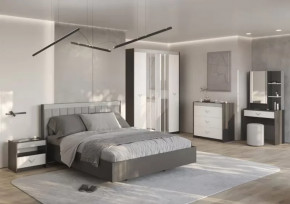 СТЕФАНИ Спальня №1, ЛДСП Графит-МДФ Серый софт/ЛДСП Рамух белый в Надыме - nadym.mebel-tymen.ru | фото
