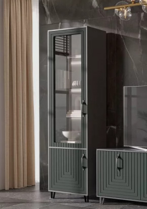 Стеклопенал Квадро М-1 серый графит/софт пестовый в Надыме - nadym.mebel-tymen.ru | фото