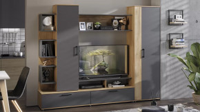 Стенка «Дакота» Дуб Крафт золотой, Антрацит в Надыме - nadym.mebel-tymen.ru | фото