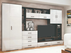 Стенка Коста МДФ Венге-белый глянец в Надыме - nadym.mebel-tymen.ru | фото