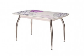 Стол Бостон-3 раздвижной, виолет, фотопечать/хром триумф в Надыме - nadym.mebel-tymen.ru | фото