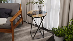 Стол журнальный ДП 1-03-05 исп. 2 Черный, Стекло с рисунком Слэб черный в Надыме - nadym.mebel-tymen.ru | фото