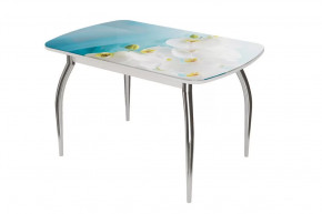 Стол овальный Бостон-2 Белая орхидея, 1100*700 мм, хром триумф в Надыме - nadym.mebel-tymen.ru | фото