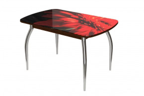 Стол овальный Бостон-2 Красная гербера/венге 1100*700 мм, хром триумф в Надыме - nadym.mebel-tymen.ru | фото